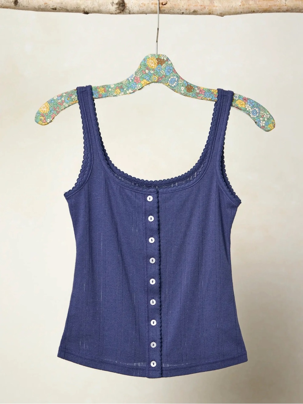 Natural Life Pretty Pointelle Tank - Blue - XS NEW WITH TAGS NWT
